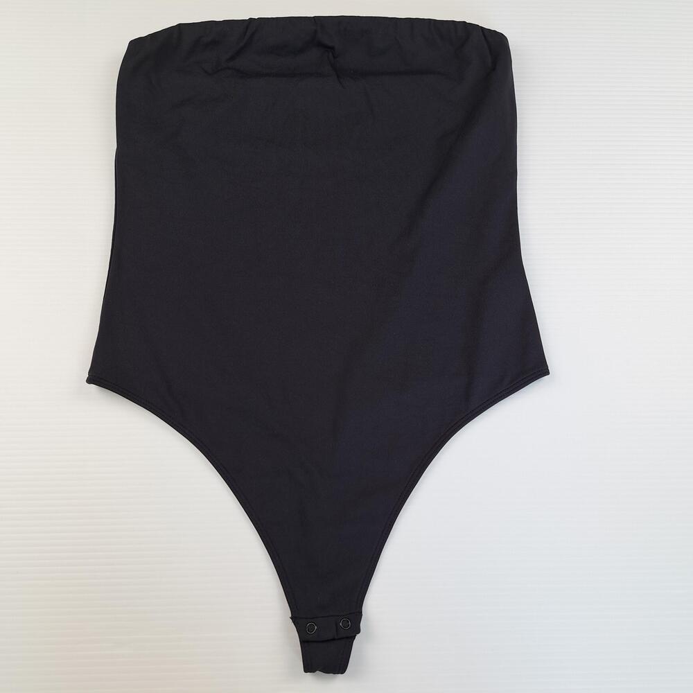 Babaton Bodysuit Womens Large Black Strapless Bandeau Thong Snap Stretch Aritzia